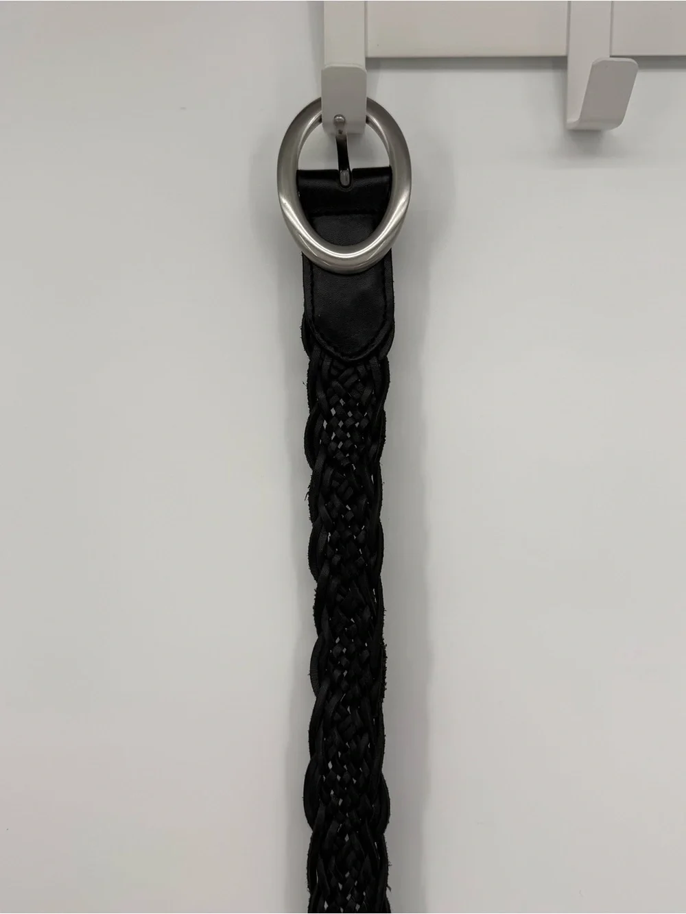 Talbots Black Braided Leather Belt Silver Buckle Size 3X Classic